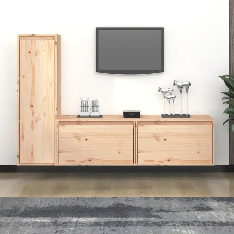 Klassieke Tv-meubels van massief grenenhout met trendy design - Bruin / 3 - Tv-meubels