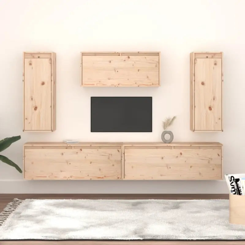 Klassieke Tv-meubels van massief grenenhout met trendy design - Naturel / 5 - Tv-meubels