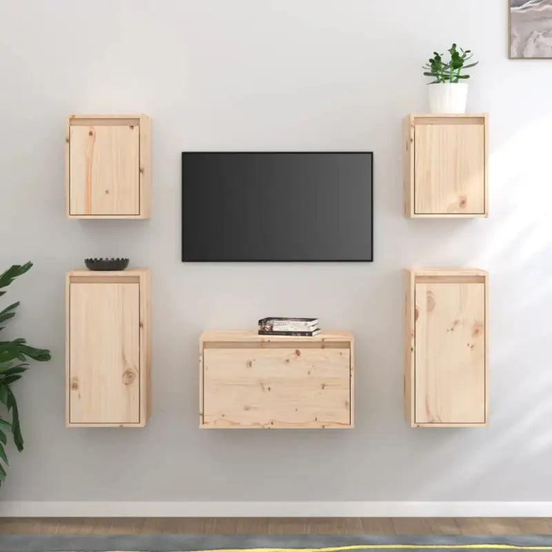Klassieke TV-meubels van massief grenenhout met trendy design - Naturel / 5 - Tv-meubels