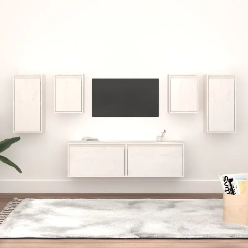Klassieke Tv-Meubels van Massief Grenenhout voor een Chique Kamer - Wit / 2 - Tv-meubels