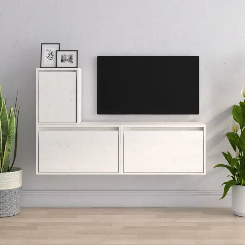 Klassieke Tv-meubels van massief grenenhout voor een stijlvolle woonkamer - Wit / 3 - Tv-meubels