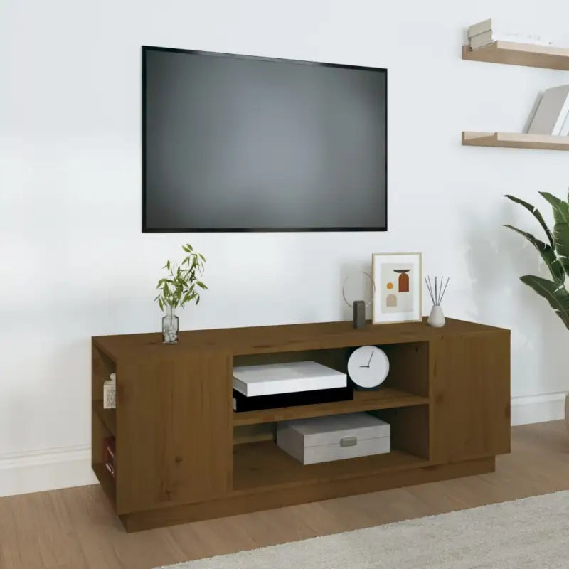 Klassieke Tv-meubels van massief grenenhout voor een stijlvolle woonkamer - Honingbruin / 1 - Tv-meubels