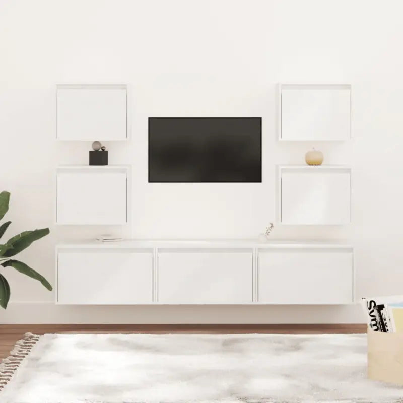 Klassieke tv-meubels van massief grenenhout voor een stijlvolle woonkamer - Wit / 7 - Tv-meubels