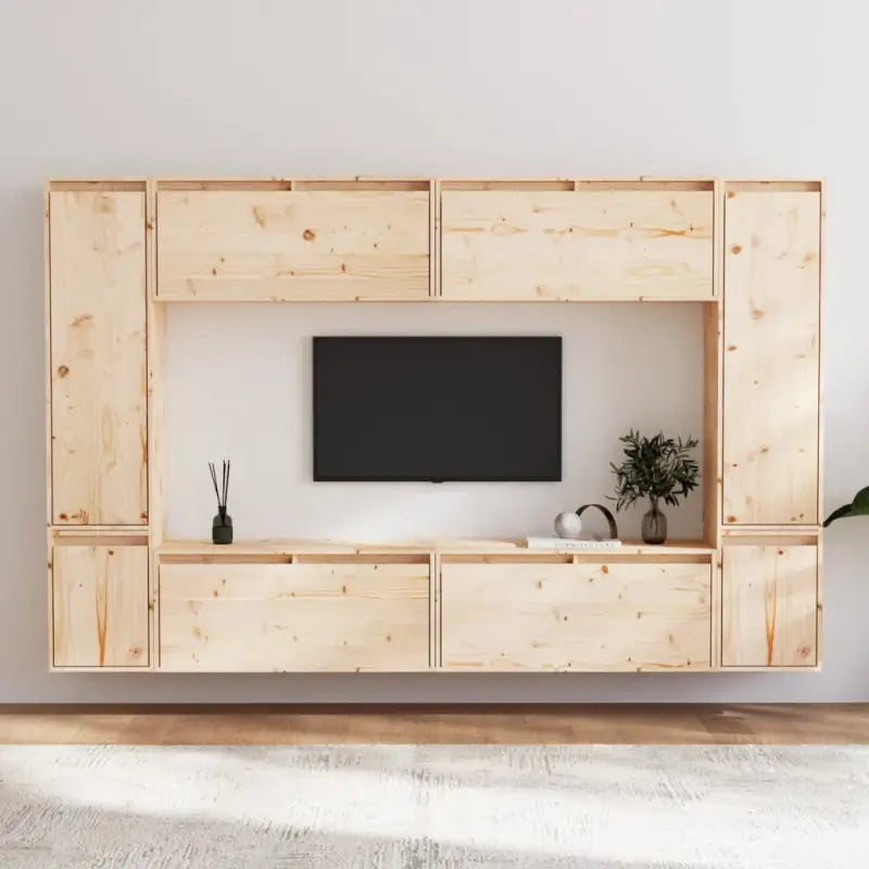 Klassieke Tv-meubels van massief grenenhout voor een stijlvolle uitstraling - Naturel / 8 - Tv-meubels