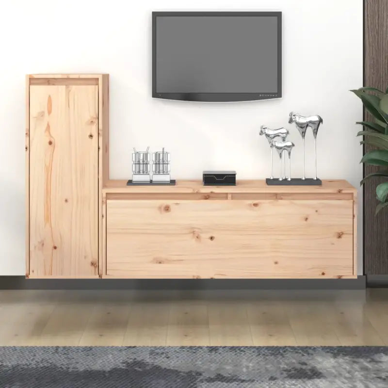Klassieke TV-meubels van massief grenenhout voor een stijlvolle kamer - Bruin / 2 - Tv-meubels