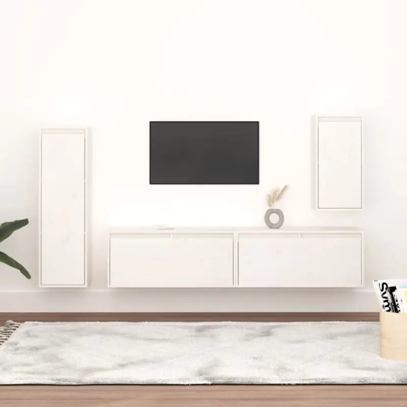 Klassieke Tv-meubels van massief grenenhout voor een stijlvolle kamer - Wit / 4 - Tv-meubels