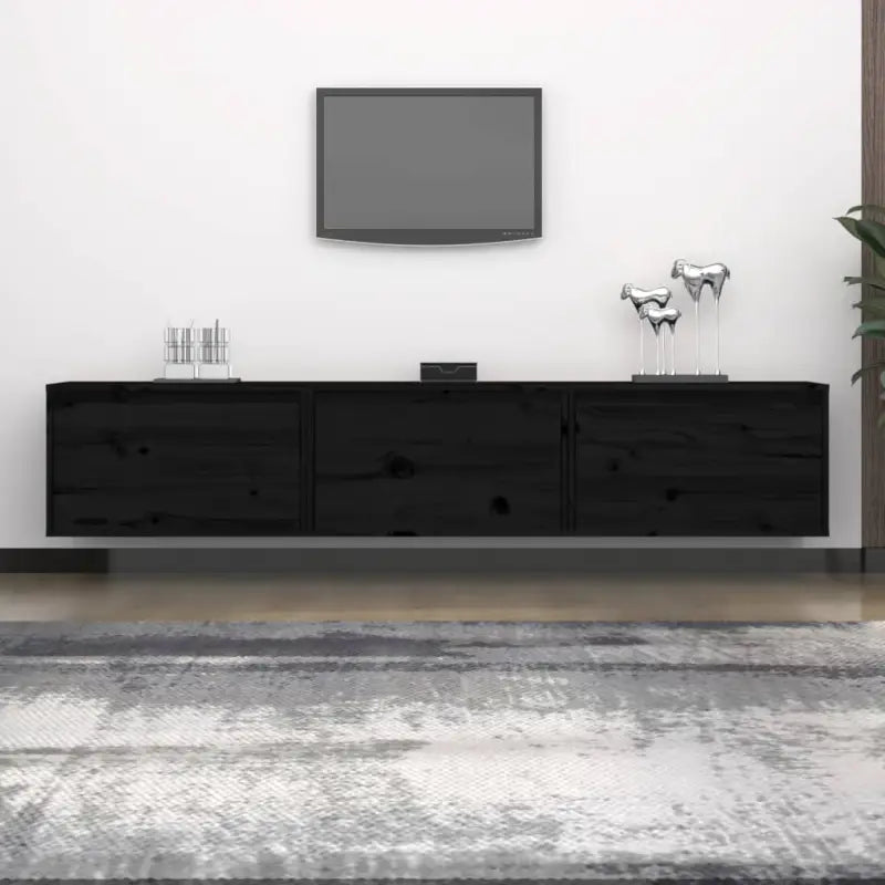 Klassieke Tv-meubels van massief grenenhout voor een trendy en praktisch interieur - Zwart / 3 - Tv-meubels