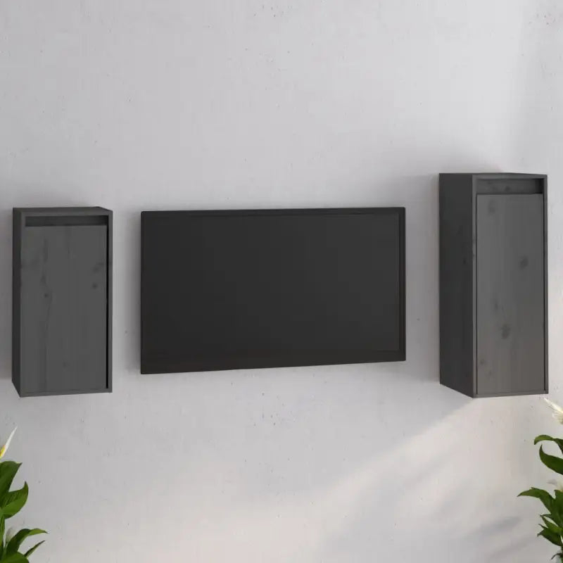 Klassieke TV-meubels van massief grenenhout voor een trendy stijl - Grijs / 2 - Tv-meubels