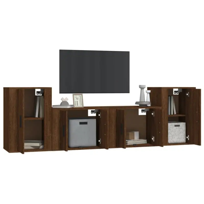 Klassieke TV-meubelset van bewerkt hout met trendy en praktische design - Tv-meubels