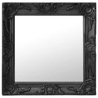 Klassieke wandspiegel met sierlijk barokframe - Zwart / 50 x 50 cm / 1 - Spiegels
