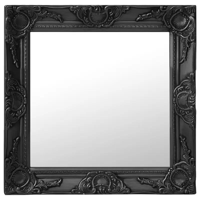 Klassieke wandspiegel met sierlijk barokframe - Zwart / 50 x 50 cm / 1 - Spiegels