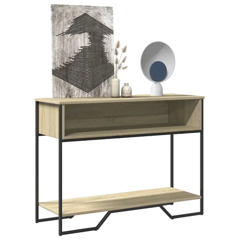 Klassieke wandtafel met bewerkt hout en metalen handgrepen - Bijzettafels