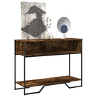 Klassieke wandtafel met bewerkt hout en metalen handgrepen - Gerookt eiken / 1 - Bijzettafels