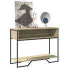 Klassieke wandtafel met bewerkt hout en metalen handgrepen - Sonoma eiken / 1 - Bijzettafels