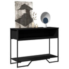 Klassieke wandtafel met bewerkt hout en metalen handgrepen - Zwart / 1 - Bijzettafels