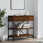 Klassieke wandtafel van bewerkt hout voor binnengebruik - bruin eikenkleur / 1 / 75 cm - Bijzettafels