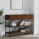 Klassieke wandtafel van bewerkt hout voor binnengebruik - bruin eikenkleur / 1 / 100 cm - Bijzettafels
