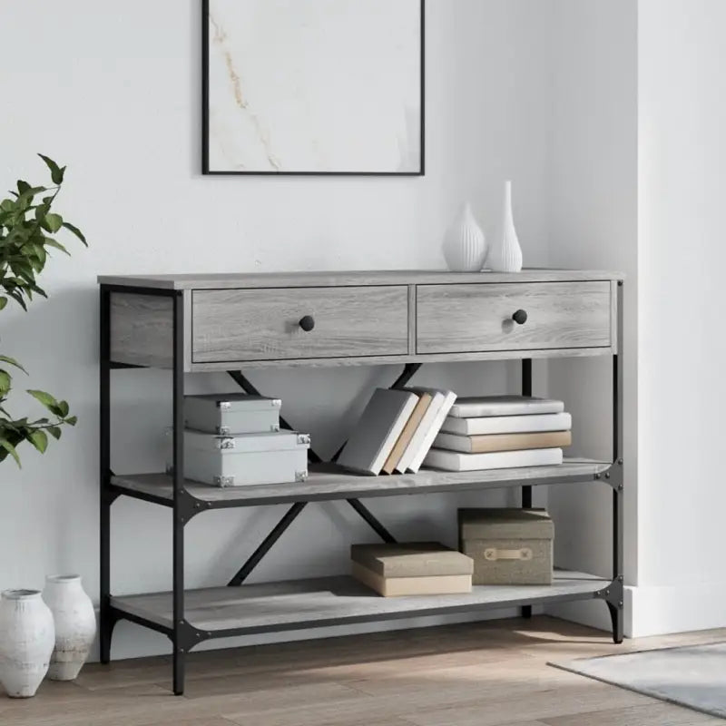 Klassieke wandtafel van bewerkt hout voor binnengebruik - Grijs sonoma / 1 / 100 cm - Bijzettafels
