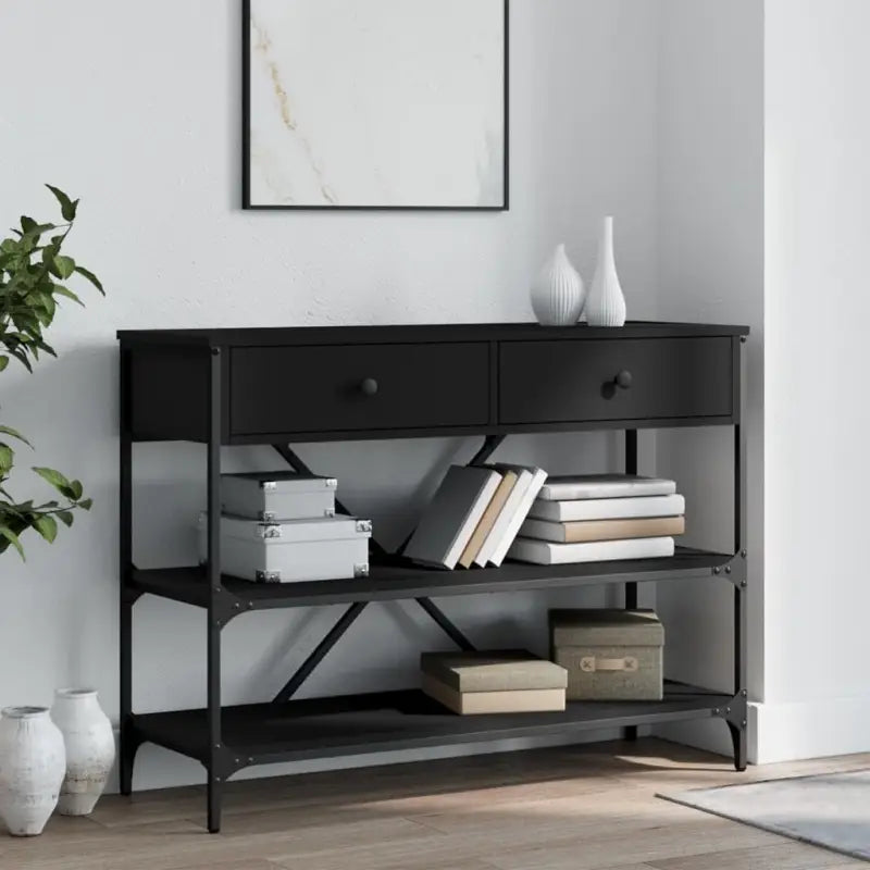 Klassieke wandtafel van bewerkt hout voor binnengebruik - Zwart / 1 / 100 cm - Bijzettafels