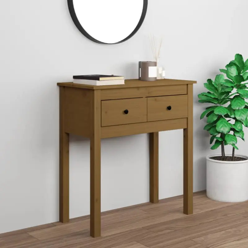 Klassieke wandtafel van massief grenenhout voor je interieur - Honingbruin / 1 / 70 cm - Bijzettafels