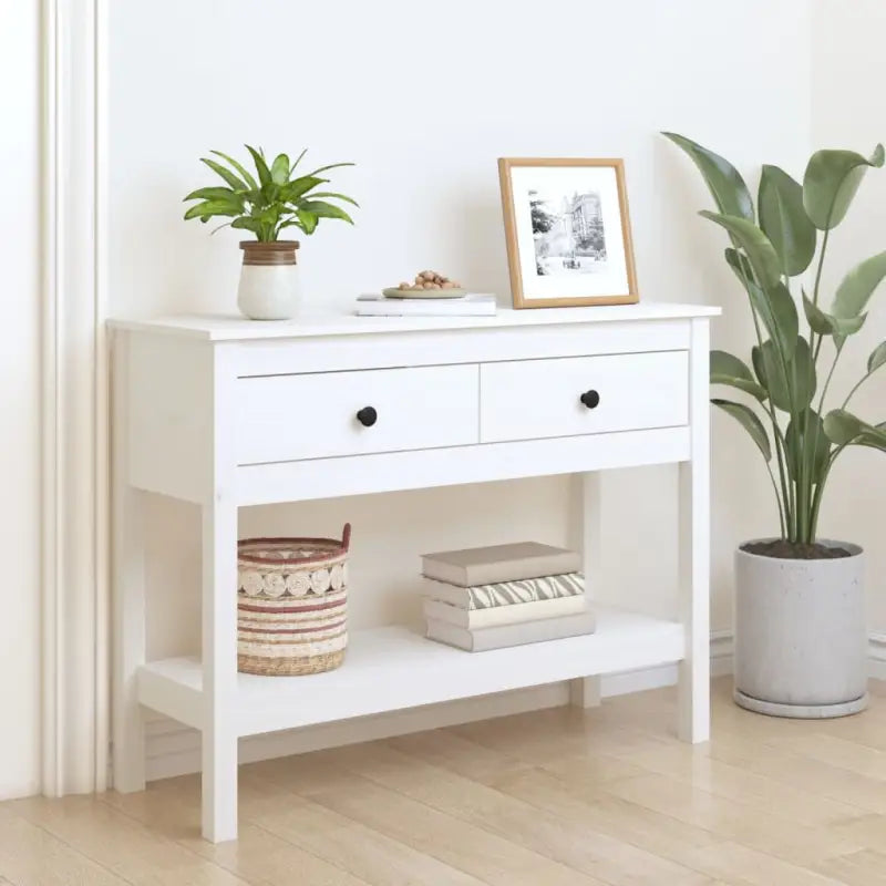 Klassieke wandtafel van massief grenenhout voor je interieur - Wit / 1 / 100 cm - Bijzettafels