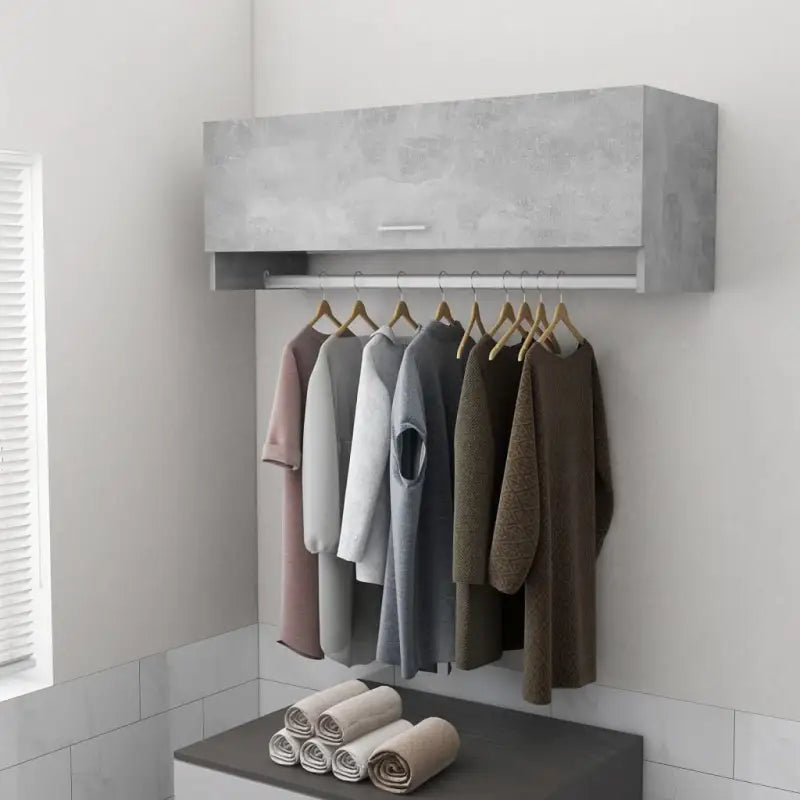 Kledingkast van bewerkt hout met kleur en stevige constructie - Betongrijs / 100 x 32.5 x 35 cm / 1 - Kledingkasten