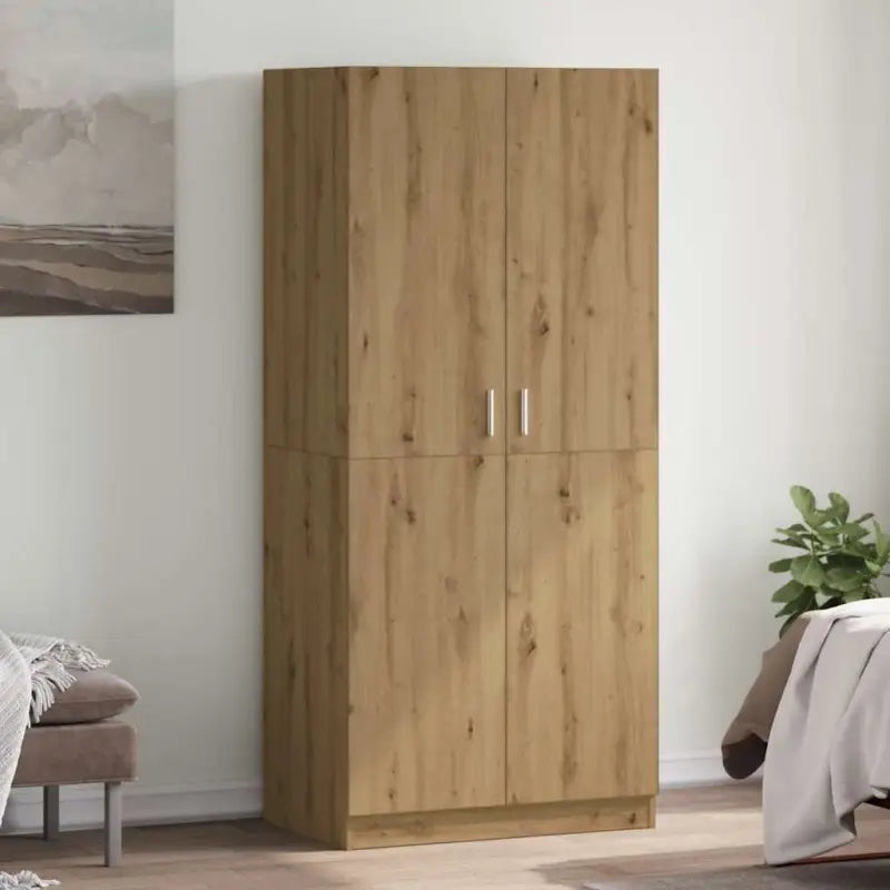 Kledingkast van bewerkt hout met stijlvolle en praktische opbergruimte - artisanaal eikenkleurig / 1 - Kledingkasten