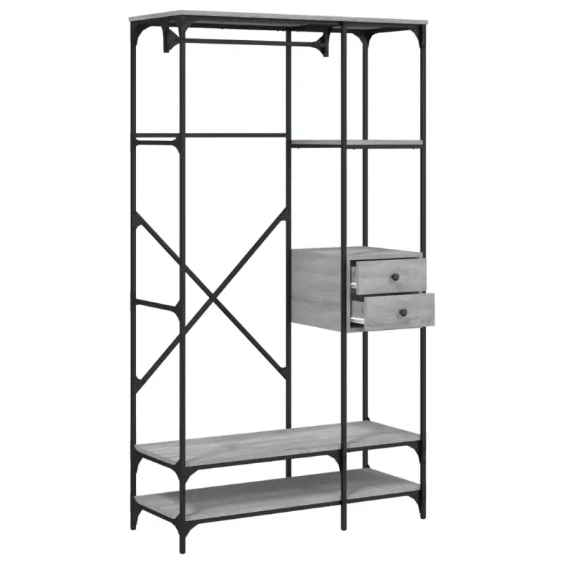 Kledingkast van bewerkt hout met verstelbare poten in grijs sonoma - Grijs sonoma / 1 - Kledingkasten