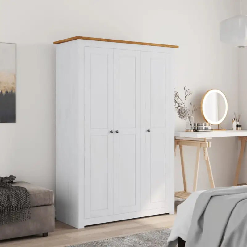 Kledingkast van massief grenenhout voor een overzichtelijke slaapkamer - Wit / 118 x 50 x 171.5 cm / 1 - Kledingkasten