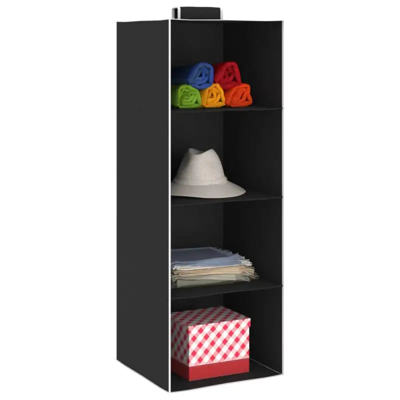 Kledingorganisers Hangend Met 4 Schappen Stof Zwart