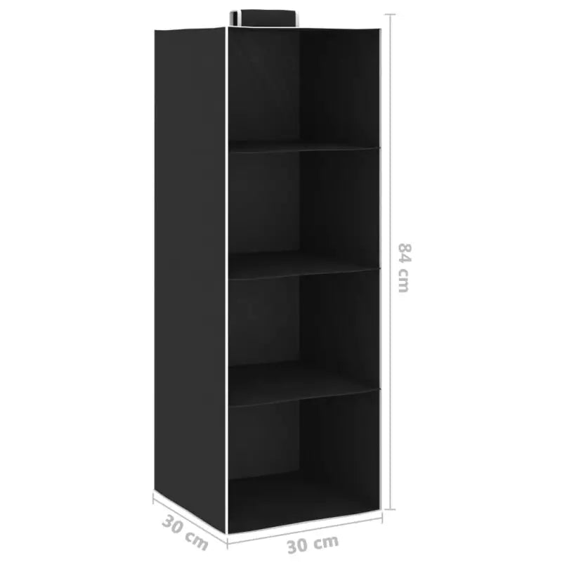 Kledingorganisers Hangend Met 4 Schappen Stof Zwart