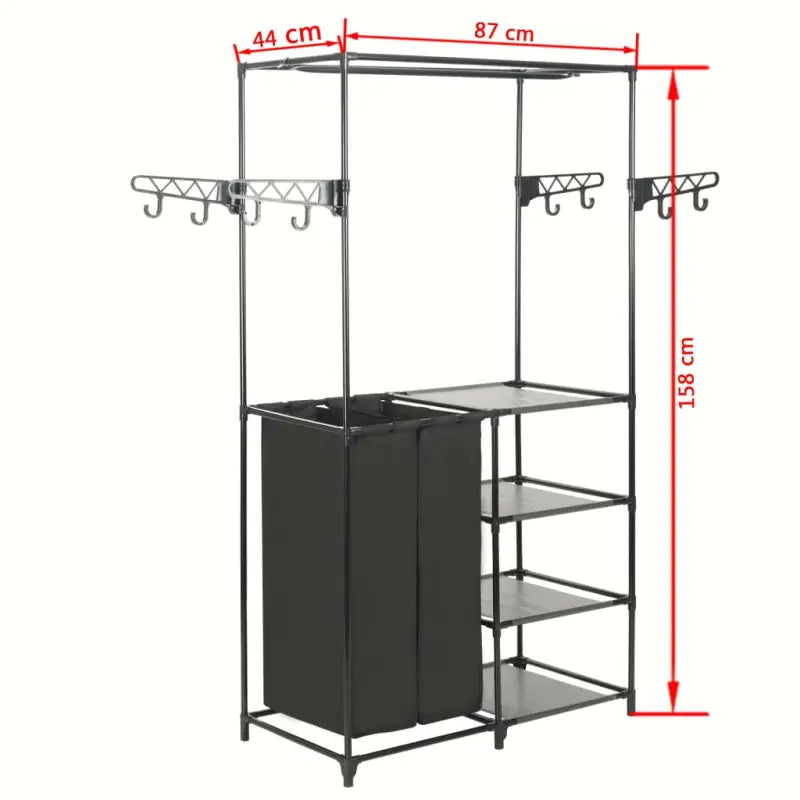 Kledingrek 87X44X158 Cm Staal En Ongeweven Stof Zwart