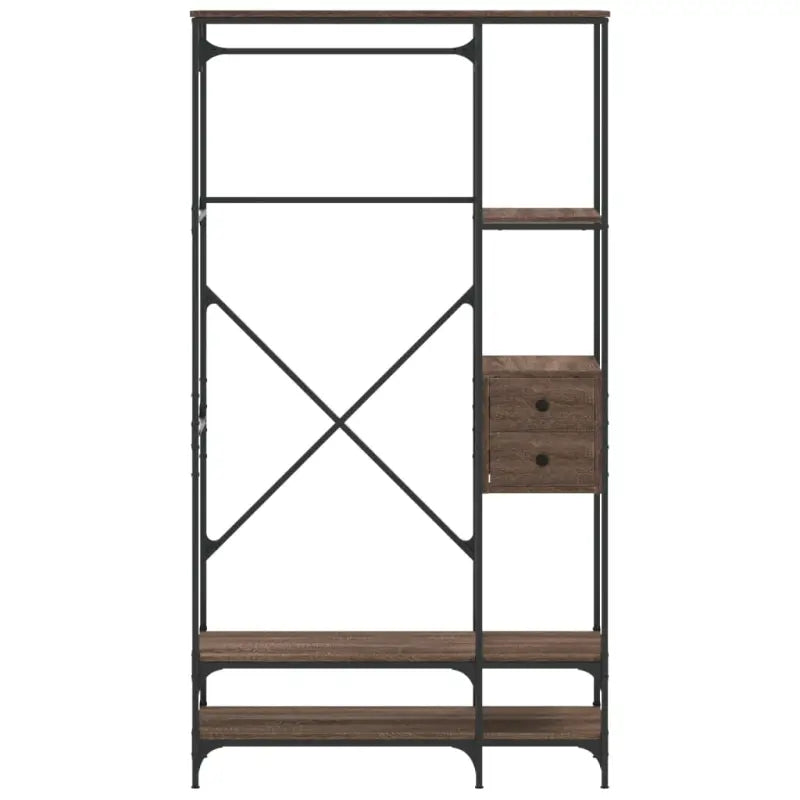 Kledingrek Met Schappen Bewerkt Hout