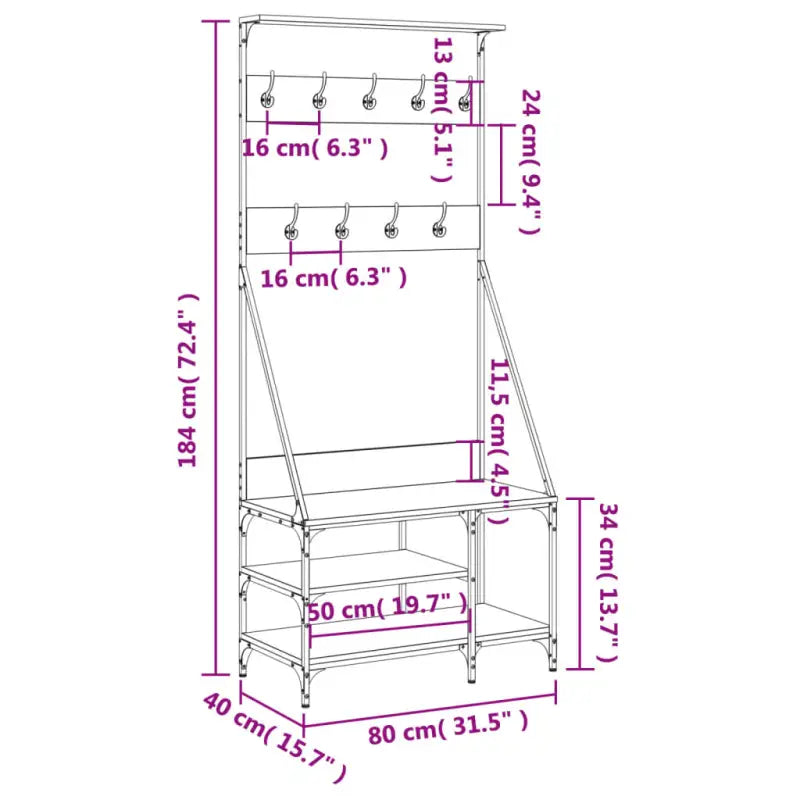 Kledingrek Met Schoenenrek 80X40X184 Cm