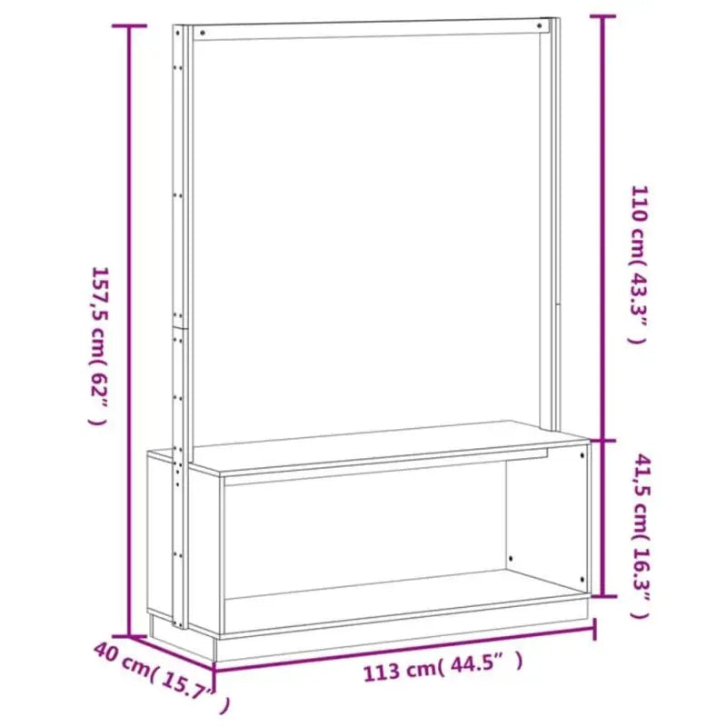 Kledingrek Schoenenkast 113X40X157,5 Cm Massief Grenenhout