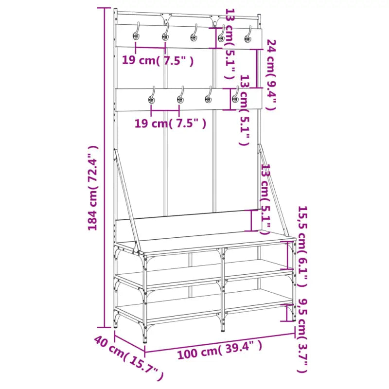 Kledingrek Met Schoenenrek 100X40X184 Cm Kleurig