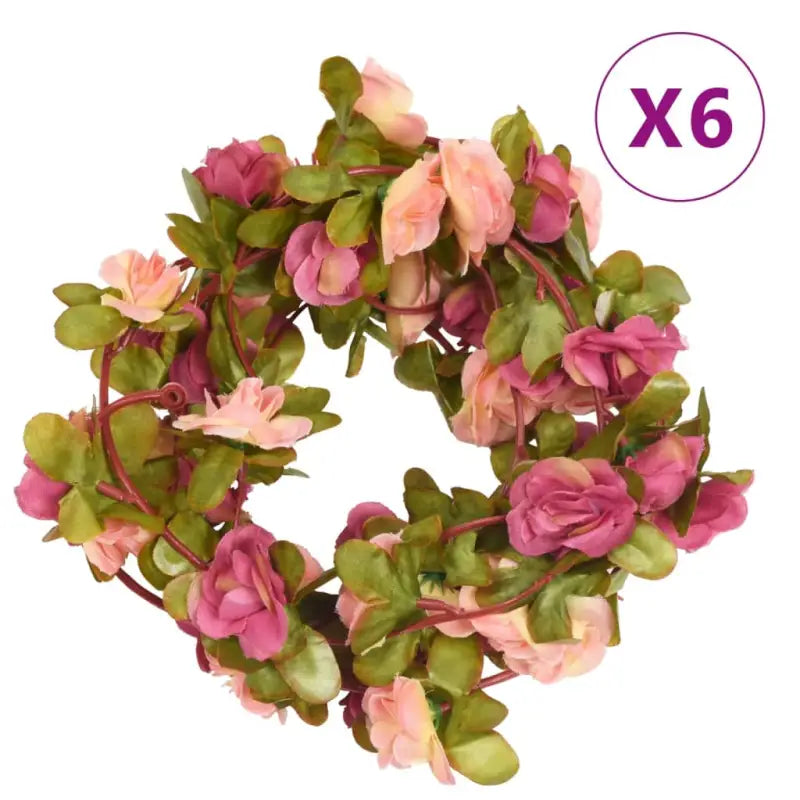 Kransen en Slingers met Bloemen voor een Romantische Kerstsfeer - Rozerood - Kransen en slingers