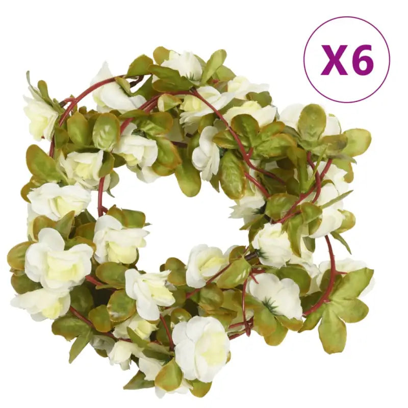 Kransen en Slingers met Bloemen voor een Romantische Kerstsfeer - Wit - Kransen en slingers