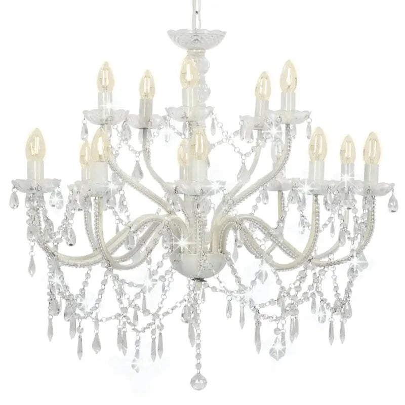 Kroonluchter met kristallen en kralen voor een elegante interieur uitstraling - Wit / 1 - Kroonluchters
