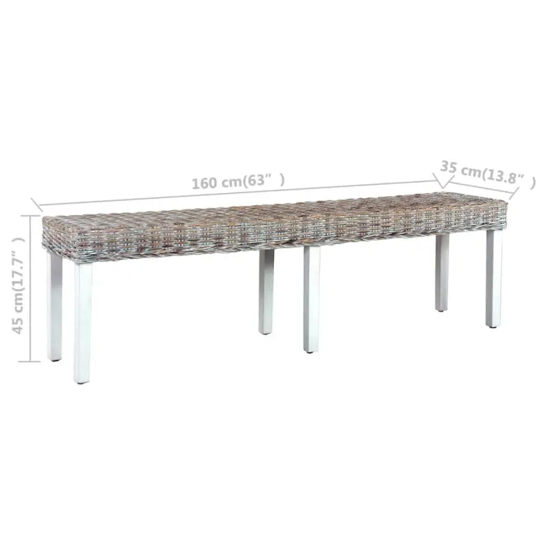 Kubu Rattan Eettafelbank voor Een Natuurlijke Charme in je Interieur - Wit - Keuken- & eettafelbanken