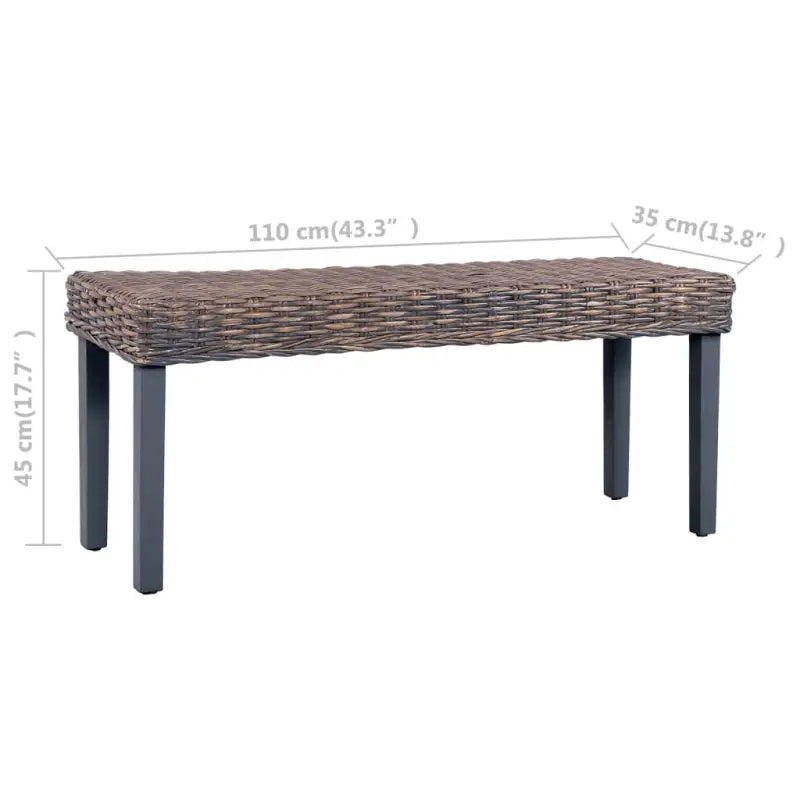 Kubu Rattan Eettafelbank voor een Natuurlijke en Stijlvolle Interieur Look - Grijs - Keuken- & eettafelbanken