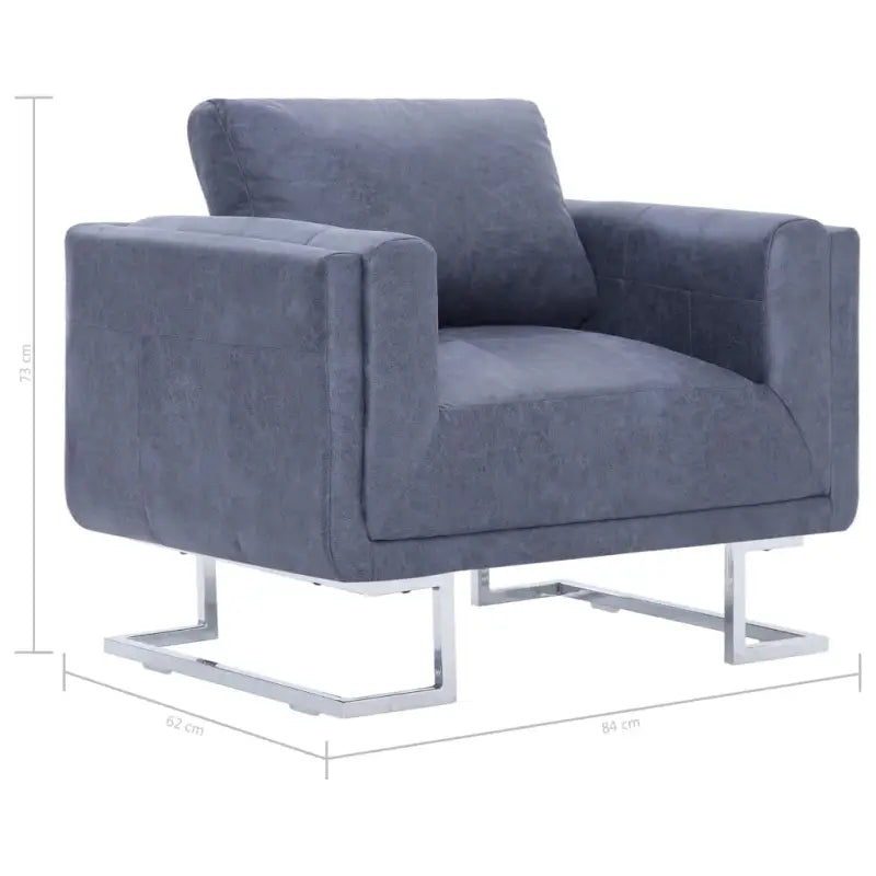 Kubus fauteuil met houten frame en verchroomde poten voor stijlvol comfort - Grijs / 1 - Fauteuils & Relaxfauteuils