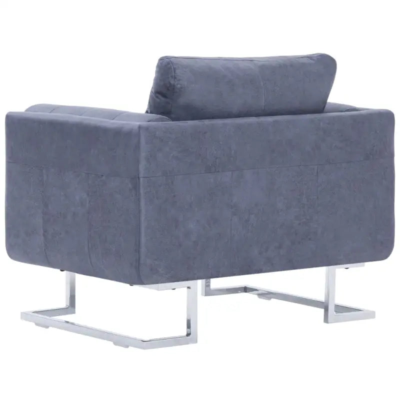 Kubus fauteuil met houten frame en verchroomde poten voor stijlvol comfort - Grijs / 1 - Fauteuils & Relaxfauteuils
