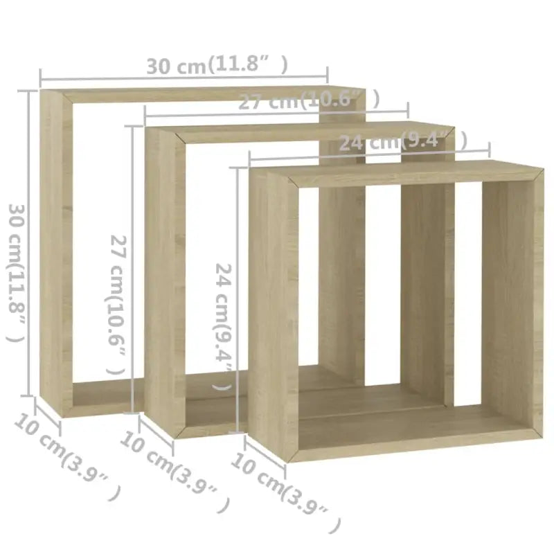 Kubusvormige wandplanken voor een trendy en opvallende muurdecoratie - Sonoma eiken / 3 / 1 - Wandplanken