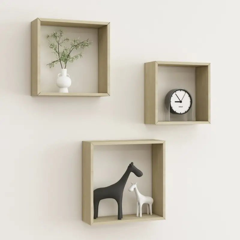 Kubusvormige wandplanken voor een trendy en opvallende muurdecoratie - Sonoma eiken / 3 / 1 - Wandplanken