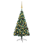 Kunstkerstboom Half met Levensechte Vormen en Uitstraling - Groen en goud / 150 x 95 cm / 1 - Kerstbomen