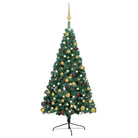 Kunstkerstboom Half met Levensechte Vormen en Uitstraling - Groen en goud / 240 x 125 cm / 1 - Kerstbomen