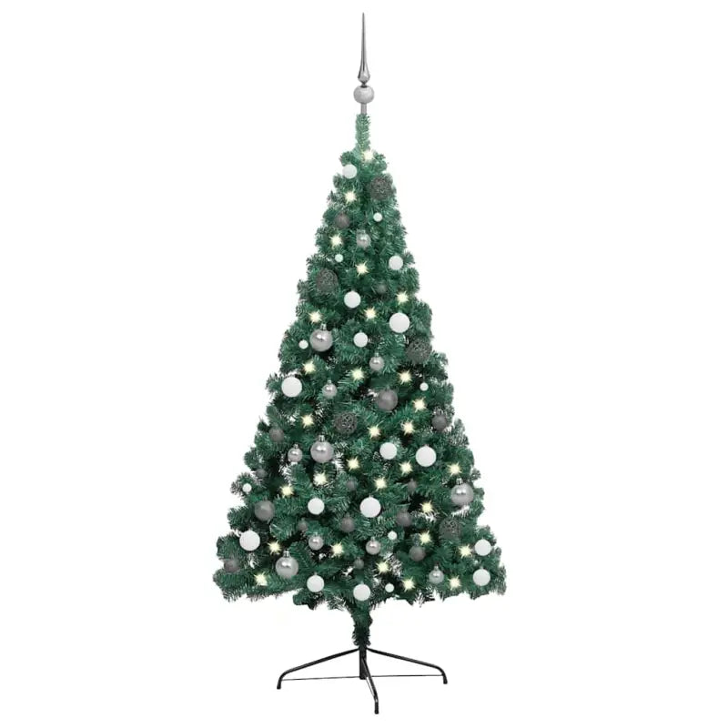 Kunstkerstboom Half met Levensechte Vormen en Uitstraling - Groen en rood / 240 x 125 cm / 1 - Kerstbomen