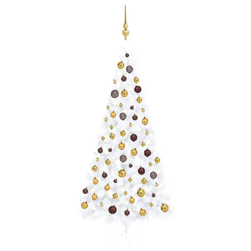 Kunstkerstboom Half met Levensechte Vormen en Uitstraling - Wit en goud / 240 x 125 cm / 1 - Kerstbomen