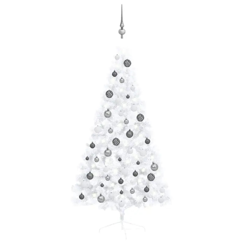 Kunstkerstboom Half met Levensechte Vormen en Uitstraling - Wit en grijs / 150 x 95 cm / 1 - Kerstbomen